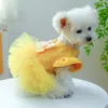 Ubrania z odzieży dla psów Księżniczka Tiulowa spódnica jesień i zimowy dzwonek ślubny sukienka Pet Puppy Clothing