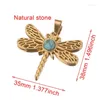 Encantos 1 pçs pedra natural libélula pingente de aço inoxidável para fazer jóias diy brinco colar suprimentos material acessório