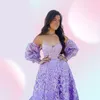 Sweetheart Lilac Long Evening Party Dress Embroidered Butterfly 2022 Robe De Soiree Detachable Sleeves Lavender Prom Dresses Lady 6380152