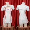 Ani nowa seria Sweet Nurse Series Mundur Temperament Kobiety Przezroczysta pusta skórzana sukienka Pamas Costume Cosplay