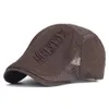 Bérets Lettre Coton Sboy Caps Hommes Mesh Respirant Casual Mode Béret Chapeau Golf Conduite Cabbie Chapeau Plat Ivy Cap Printemps Eté 231031