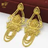 Boucles d'oreilles pendantes XUHUANG Dubai luxe cuivre plaqué or bijoux pour femmes charme africain géométrique gland cadeaux de fête de mariage