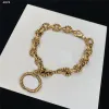 Moda retrò doppia lettera set di gioielli hip hop designer catena di metallo collana orecchini a cerchio in oro braccialetto donne borchie pendenti G2311018Z-6