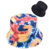 Bérets Tie Dye Double face plat haut pliable chapeau de pêcheur Protection solaire été pêche femmes bassin casquette