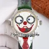 TWF V4S Japan NH35A Montre automatique pour homme Konstantin Chaykin Halloween Phase de lune Joker Cadran blanc Boîtier en acier 316L Cravate rouge Cuir Super Edition Montres d'éternité