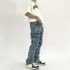 Erkekler kot y2k sokak kıyafeti bol yığılmış yığılmış kot pantolon erkekler giyim hip hop düz vintage denim pantolonlar pantalon homme 231031