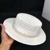 Sombreros de ala ancha Celebridad web en el mismo verano Sun Han Edición Mujer japonesa Se previene Bask Beach Flat Straw HatWide