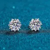 Rainbowking Best Seller S925 Sterling Silver 1 karat Diamond Snowflake Push Back Studs för män