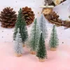 Decoratieve objecten beeldjes 3 stuks kerstboom mini dennenboom met houten basis doe-het-zelf thuis tafelblad decor miniaturen SL 79cm 231031