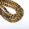 Pärlor natursten 4/6/8/10mm grå gul tiger runda pärlsmycken som gör diy halsband armband smycken tillbehör 16 tum