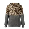 Kvinnorjackor Pocket Winter Warm Wool Cotton Coat Leopard Huva Outwear Sweatshirt Women Fleece Coatswomen's