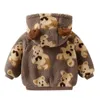 Куртки для малышей, зимнее пальто, куртка на молнии с длинными рукавами и капюшоном, милый медведь, нечеткая теплая флисовая верхняя одежда для малышей, зимний комбинезон для мальчиков и девочек