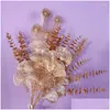 Flores decorativas grinaldas flores decorativas artificial dourado ginkgo folhas eucalipto plástico fã casamento casa natal decorati dhx4m