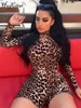 Womens T Shirt Hugcitar long sleeve tiger leopard print sexy bodycon playsuit autumn winter women streetwear club body fall cute outfits 231031