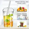 Wine Glasses Glass Sippy Cup Drinking Straw Coffee Iced Milk Large Capacity Lid Beverage Mug Travel