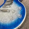 Loja personalizada, feita na China, guitarra elétrica de alta qualidade, hardware cromado, guitarra azul, captador de três peças, frete grátis