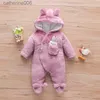 Jumpsuits Winter Baby Clothes Baby Girls Baby Boys Unisex Solid Fleece Rabbit Hooded Footed / Footie Long-sleeve Baby JumpsuitL231101