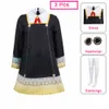 Cosplay volwassenen Kids Anime Spy Familie Anya Vorder Cosplay Kostuum Zwarte jurk meisjes uniform roze pruik haarspeld Halloween Party Outfit 230331