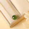 Pendants MIQIAO Real 18K Gold Neckl Natural Jasper Pendant Pure AU750 O Chain Fine Jewelry Gift For Women