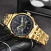 Full funktionalitet Top Brand Luxury Man Watch Waterproof Chronograph Luminous Date Wristwatch For Men Quartz Leather Rostless Steel Men's Watches Sprots