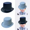 Bérets 1pc couleur unie chapeau adulte / enfants plat haut bal carnavals costume de fête feutre magicien pour le spectacle