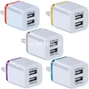 منافذ USB مزدوجة 2.1A شواحن الاتحاد الأوروبي US AC AC Home Travel Wall Charger Power Power For iPhone 12 13 14 Samsung Galaxy S20 S22 S23 S8 S10 HTC Power Power Chargers