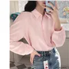 Blouses pour femmes Corée Chic Tops Blusas Japon Style Élégant 2023 Mignon Preppy Filles Bouton Rose Chemises Blanches Rétro Flhjlwoc Mode Femmes