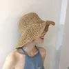 Brede rand hoeden Simple Girl Raffia Sun Hat Floppy Summer for Women Beach Panama Straw Dome Emmer Femme Shade Hatwide