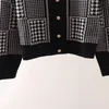 Vestes pour femmes Automne et hiver S Famille Style français Rétro Style français Épissé Mille oiseaux Checker Pull tricoté Manteau Femmes 231031