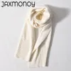 Szaliki Jaxmonoy Women's Scarf Wysokiej jakości dzianinowy kaszmirowy tłumik panie zimowe szalik grube ciepłe wełniane szal solidny kolor 231031