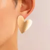 Gold Color Big Heart Stud Earrings For Women Korean Daily Life Minimalist Piercing Ear Fashion Statement Female Jewelry
