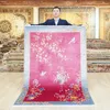 Carpets YILONG 4'x6' Luxury Red Chinese Art Deco Handmade Silk Carpet Family Room Area Rug