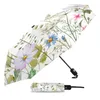 Paraplyer Spring Flower Vanilla Wildflower Creative Paraply Rain Women Automatisk tre vikbar vindtät parasol Parapluie