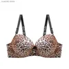 Bras Sexy Rhinestone Shoulder Strap Bra with Steel Rims Gathered to Close the Side Breast and Uphold Leopard Pattern Bra T231101