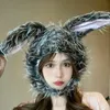 Ani Kawaii Bunny Girl Weihnachten Schnee Feld Warm Plüsch Pelzigen Niedlichen Kaninchen Hut Frauen Helm Kappe Cosplay Cosplay