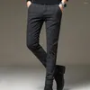 Męskie spodnie w kratę oddychającą elastyczną wygodną modę biznesową Korea Slim Fit Elastyczne szare niebieskie czarne spodnie