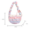 Borse da sera Borsa tote imbottita pieghettata in piuma rosa sfumata per donna Puffer Leggera borsa a tracolla portatile femminile semplice piccola borsa per telefono