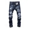 Jeans Masculino Roupas Masculinas Calças Denim para Homem Botões Metálicos Zíper Bordados Calças de Festa de Dança Magro Azul PP Roupas de Cowboy Buraco Cinzento Bigode de Gato 1978 Na Moda