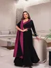 Irregular Neck Mermaid Prom Dresses Contrast Color Formal Ocn Gown With Long Sleeve Arabic Dubai Robe De Soiree 326 326