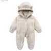 Jumpsuits EWODOS 0-12M Newborn Baby Kids Jumpsuit Fleece Rompers Long Sleeve Hooded Zipper Closure Winter Romper Clothes for Boys GirlsL231101