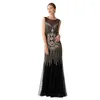 Casual Dresses Women Fashion Wear 1920s Flapper Dress Long Sequins Pärlade Back Zipper Saxy Cocktail Vintage