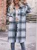 Misto lana da donna Giacca oversize in flanella scozzese da donna con cappuccio abbottonato e colletto con revers - Cappotto elegante a maniche lunghe per 231101