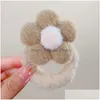 Fasce per capelli Fiorellino in peluche color caramella Cravatta per capelli per ragazze Elastico Coda di cavallo Scrunchie Alta elasticità Accessori per capelli dolci Drop Deli Dhtlu