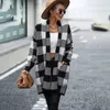 Damen Jacken Mantel Lose Plaid Kontrast Strickjacke Mode Kleidung Pullover für Frauen Mädchen Mäntel Klassische Jacke S ~ 2XL 231031