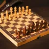 Jeux d'échecs échecs en bois damier pièces en bois massif échiquier pliant haut de gamme Puzzle jeu d'échecs 231031