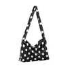 Вечерние сумки женские плюшевые мини-черные и белые сумки на молнии в горошек для женщин, простые портативные повседневные сумки