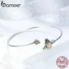 Bangle 925 Sterling Silver Crystal Yellow Bee Bangle Silver Cute Insect Bracelets for Women Birthday Gift Fine Jewelry SCB104 231031