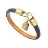 Luxury Designer Jewelryl bracelet Ladies Bracelets Flower Pattern flat brown brand with Love Lock PU leathers Friendship Gold Bag Pendant Hanging Fashion new style