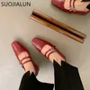 Sukienka buty Suojialun Spring Women Buty Fash Fashion Square Tose Pieczące panie Mary Jane Ballerinas Flat Heel Casual Ballet Buty 231031