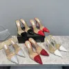 Najwyższej jakości PCV spiczasty sandały na wysokim obcasie Summerskie modne szpilki obcasy muły Mule Slipper Designer Buty dla kobiet dziewczyny imprezowe buty ślubne 10,5 cm